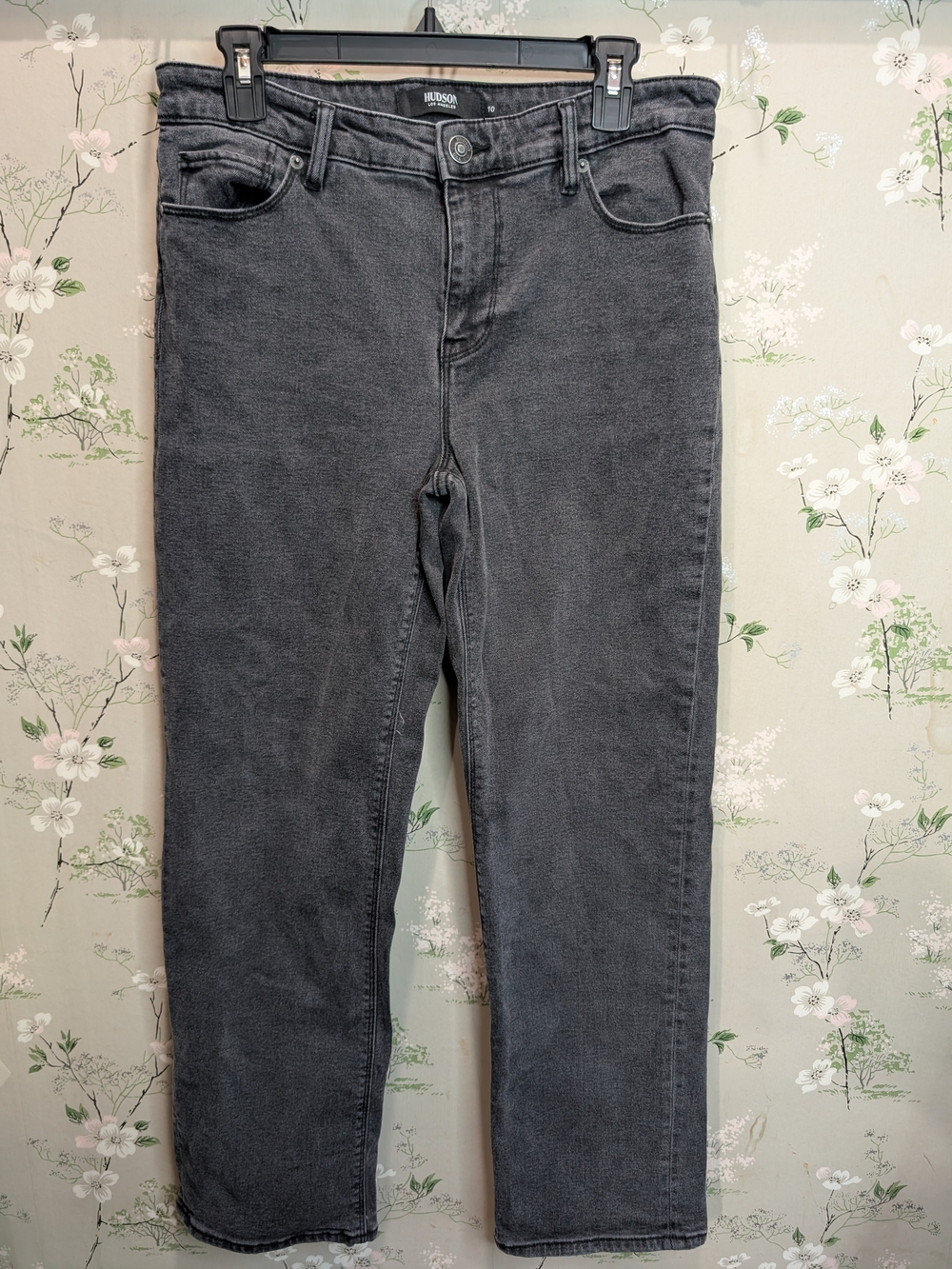 Hudson Jeans Charcoal Straight Leg High-Rise Jeans